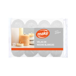 MAKE VELAS DE NOCHE BLANCAS X 12